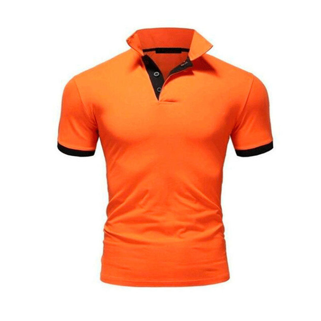 Momount herrepoloshirt – stand-up-krave, kontrastkanter og slim fit
