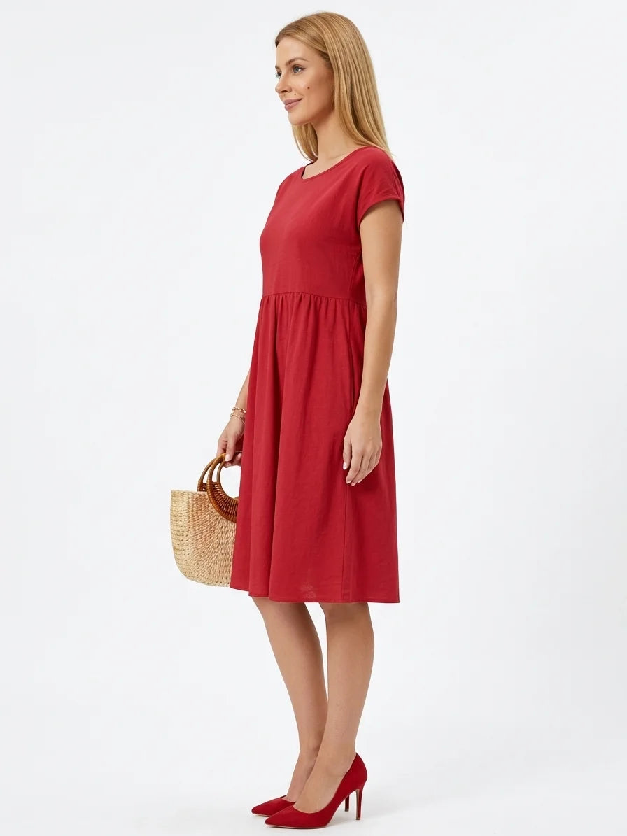 Dahlia Summer Maxi Dress | Elegant, Modern, Graceful - Red - side