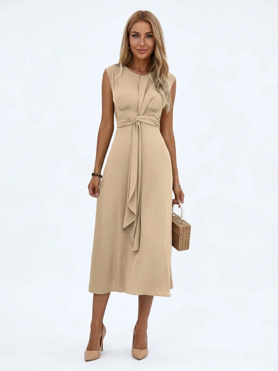 Alejandra Refined Dress | Subtle Elegance, Everyday Polish - Apricot - front