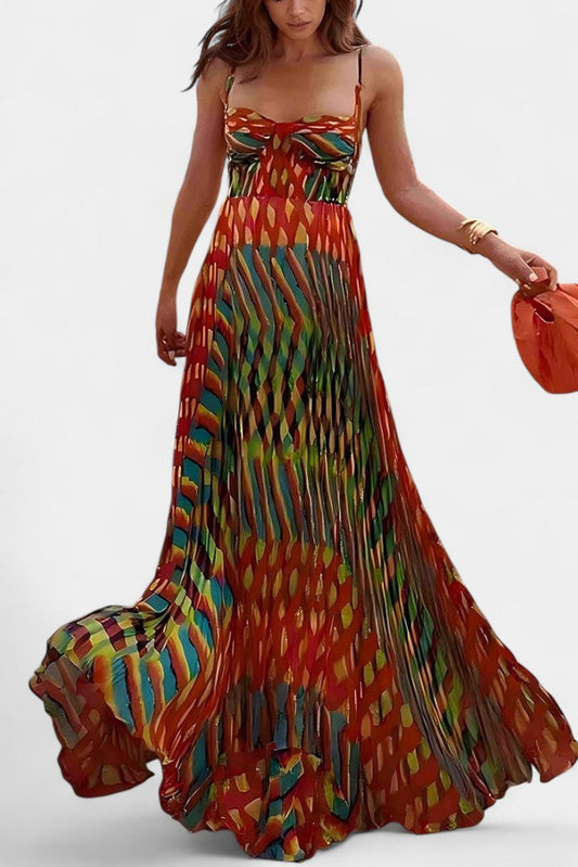 Momount Women’s Boho Maxi Dress – Strappy Flowy Summer Dress