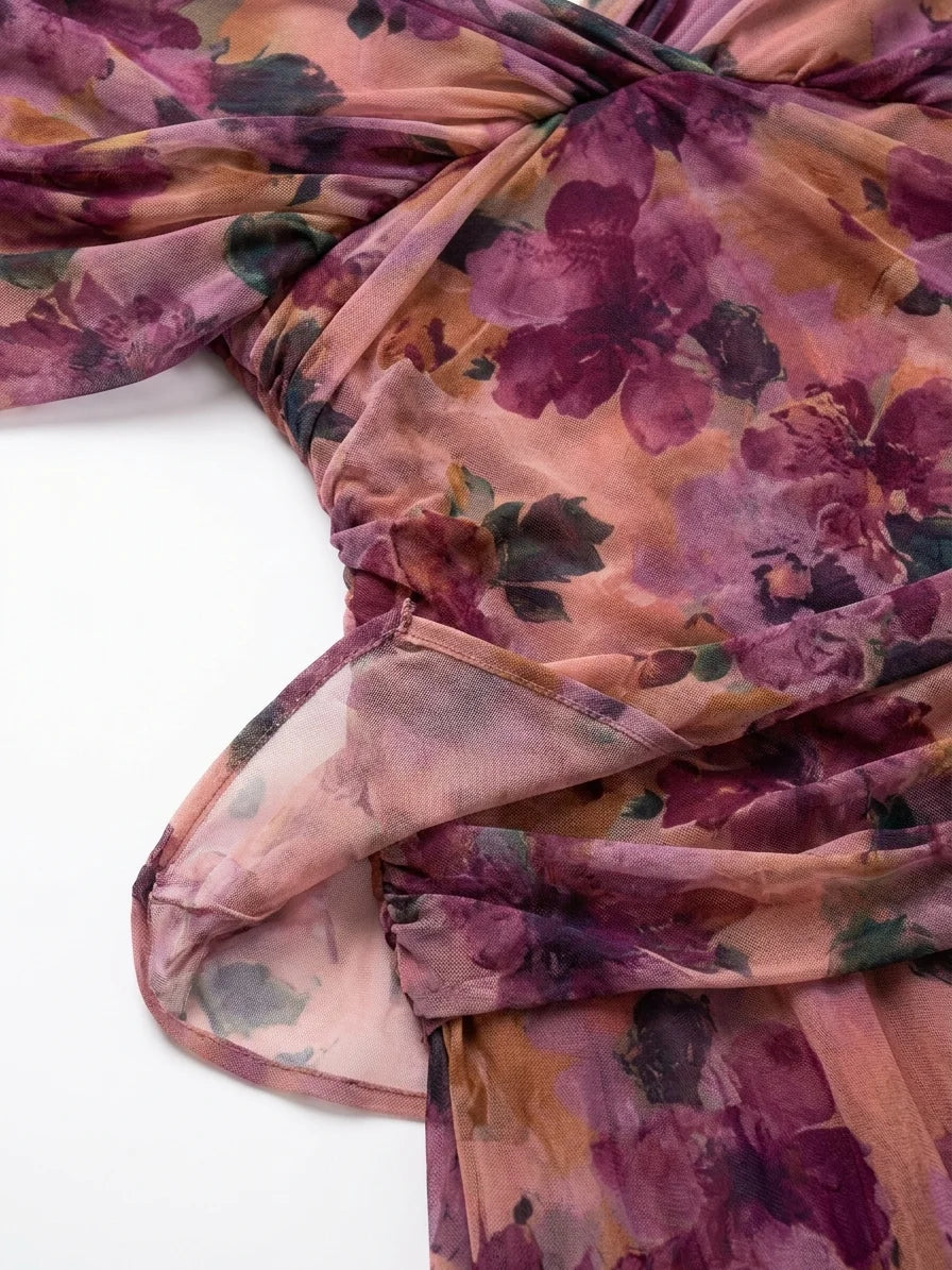 Andrea Wrap Dress | Feminine Drape, Elegant Movement - Floral - detail