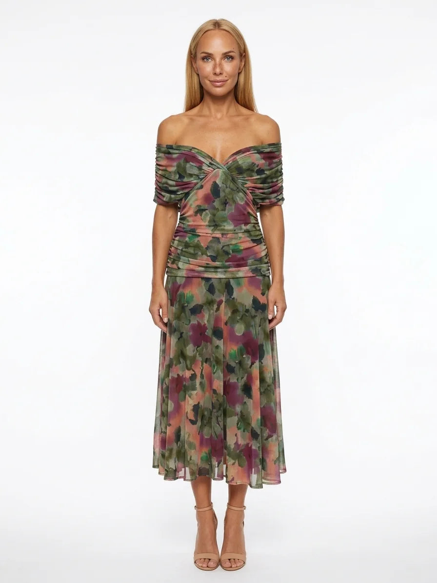 Andrea Wrap Dress | Feminine Drape, Elegant Movement - Multicolor - front