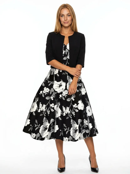 Estrella Blazer & Midi Dress Set | Summer Polish, Two-Piece - Black - front