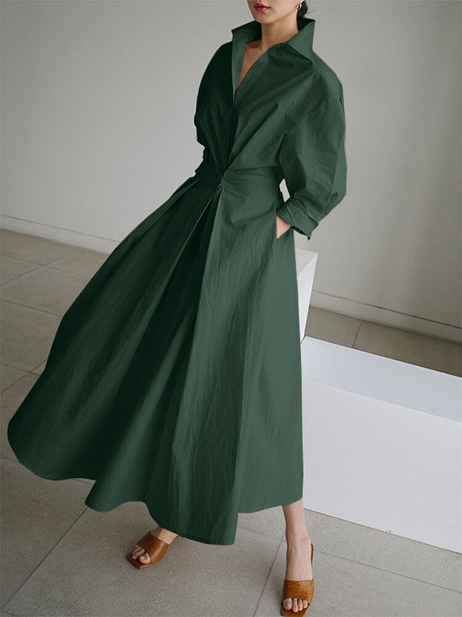 Evangelia | bavlněné midi šaty na knoflíky