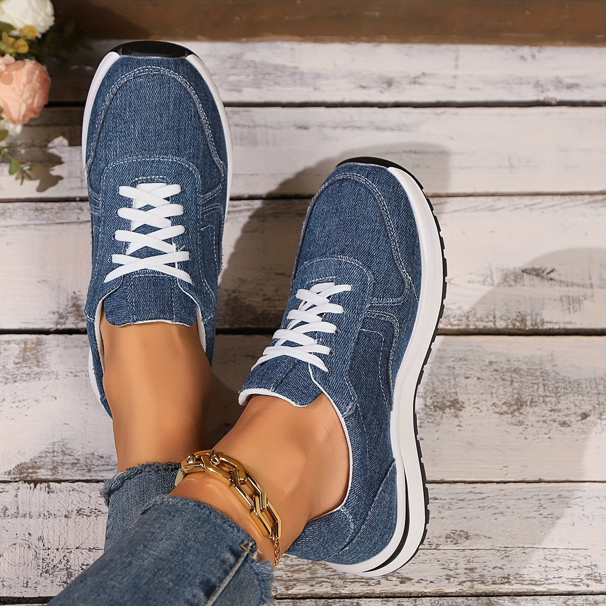 Paloma platform sneakers – Damesneakers i canvas med snørebånd