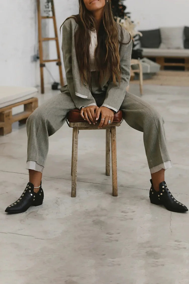 Thessalonica | Punk Studded Buckle Ankle Boots