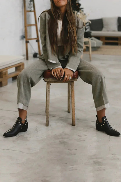 Thessalonica | Punk Studded Buckle Ankle Boots