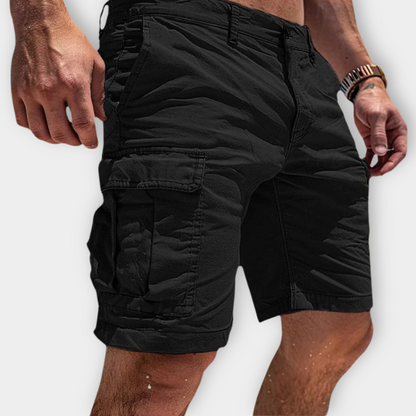 Herrecargoshorts i slim fit – Bomuld med klaplommer til sommer