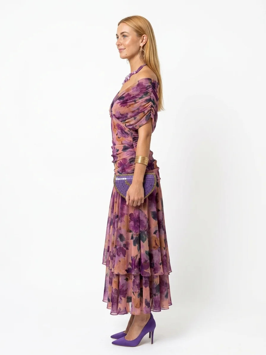 Andrea Wrap Dress | Feminine Drape, Elegant Movement - Floral - side