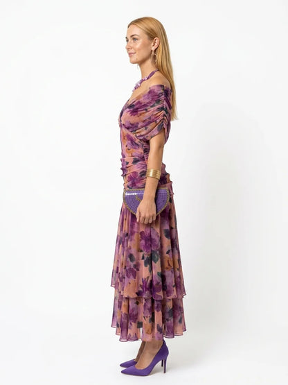 Andrea Wrap Dress | Feminine Drape, Elegant Movement - Floral - side
