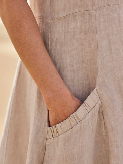 Melisande | Linen Scoop Neck Maxi Dress