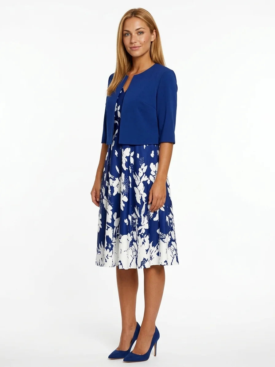 Estrella Blazer & Midi Dress Set | Summer Polish, Two-Piece - Deep Blue - 3/4