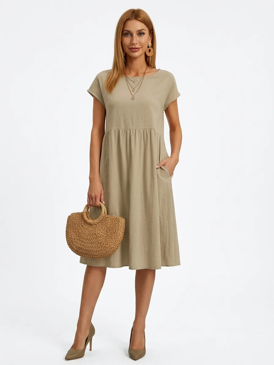 Dahlia Summer Maxi Dress | Elegant, Modern, Graceful - Kaki - front