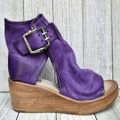 Cordova | Suede Buckle Platform Wedge Sandals