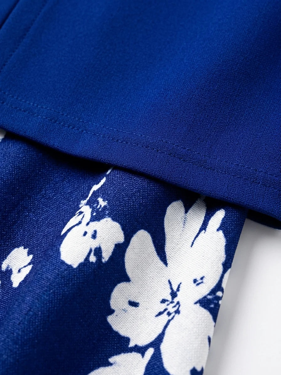 Estrella Blazer & Midi Dress Set | Summer Polish, Two-Piece - Deep Blue - detail