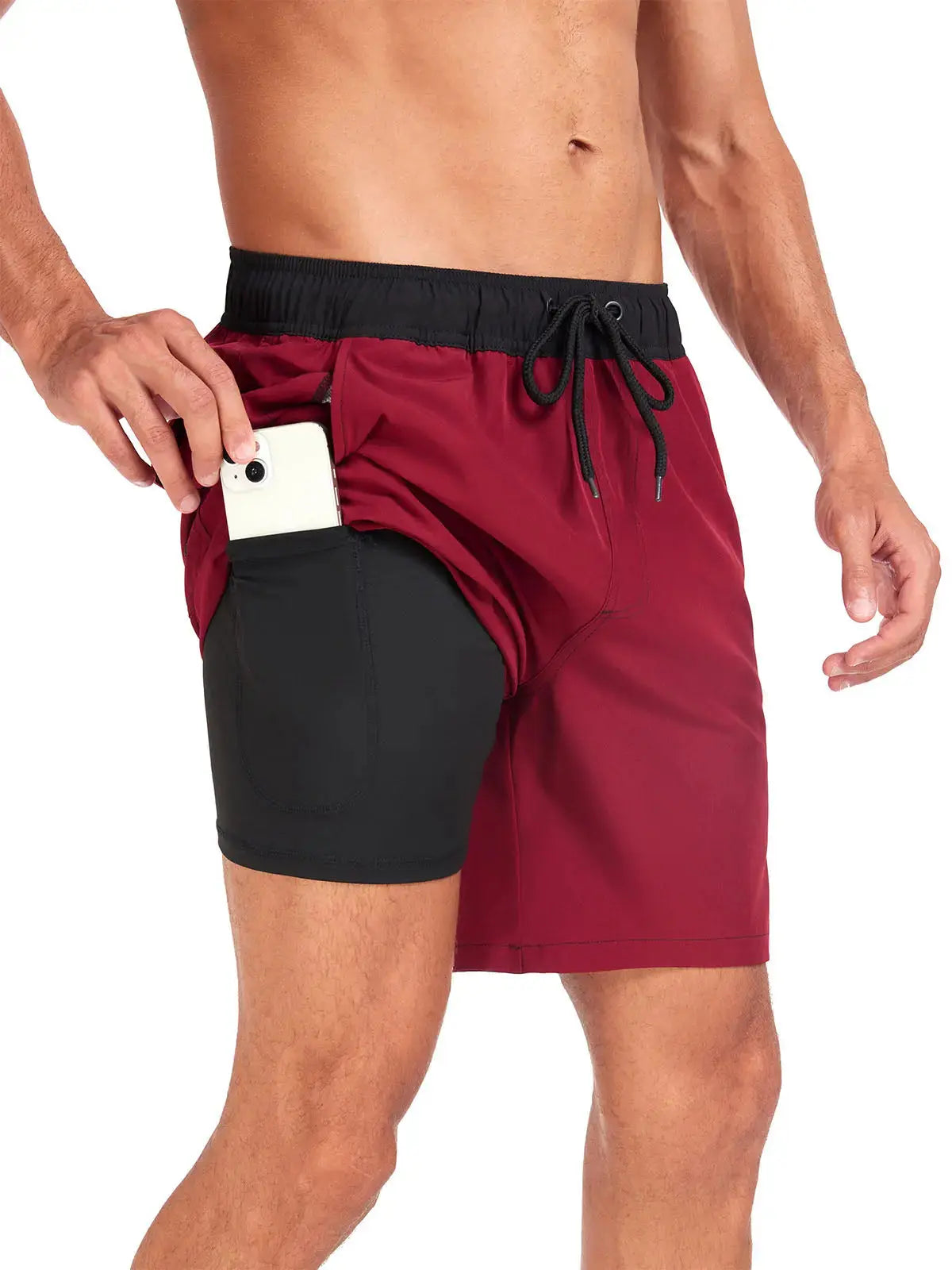 Momount Men Swim Shorts – Drawstring Quick Dry Summer Beach Elastic