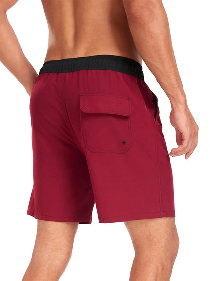 Momount Men Swim Shorts – Drawstring Quick Dry Summer Beach Elastic
