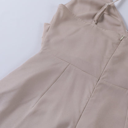 Evangelia | Elegant Satin V Neck Wrap Summer Maxi Dress