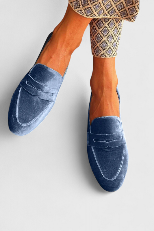 Mocassins en velours femme Momount – penny bride à enfiler bout rond plush doux
