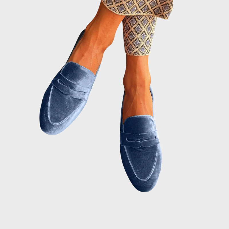 Mocassins en velours femme Momount – penny bride à enfiler bout rond plush doux