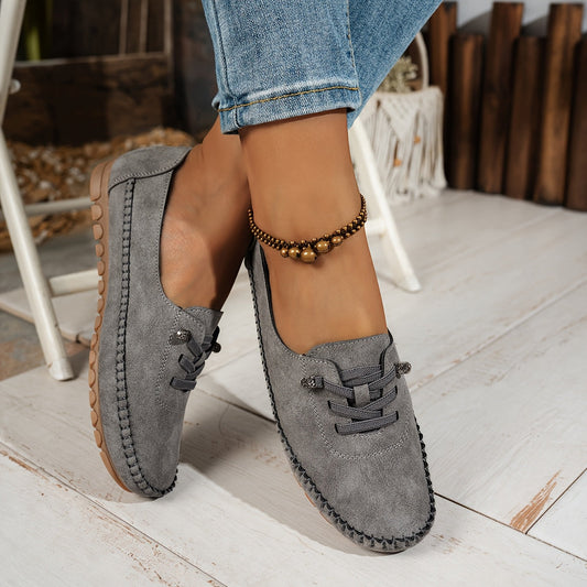 Mocassins femme Momount – suédine hand-stitched à enfiler élastique confort