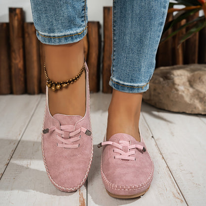 Mocassins femme Momount – suédine hand-stitched à enfiler élastique confort
