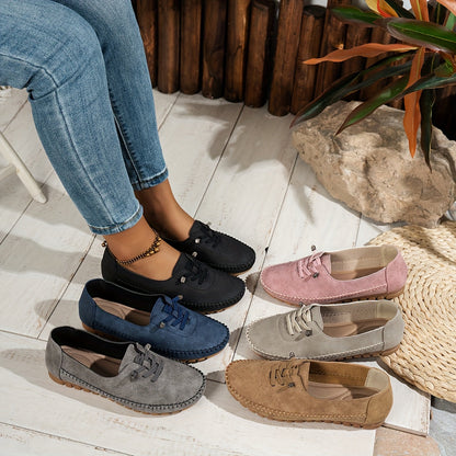 Mocassins femme Momount – suédine hand-stitched à enfiler élastique confort