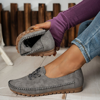 Mocassins femme Momount – suédine hand-stitched à enfiler élastique confort