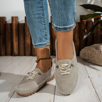 Mocassins femme Momount – suédine hand-stitched à enfiler élastique confort