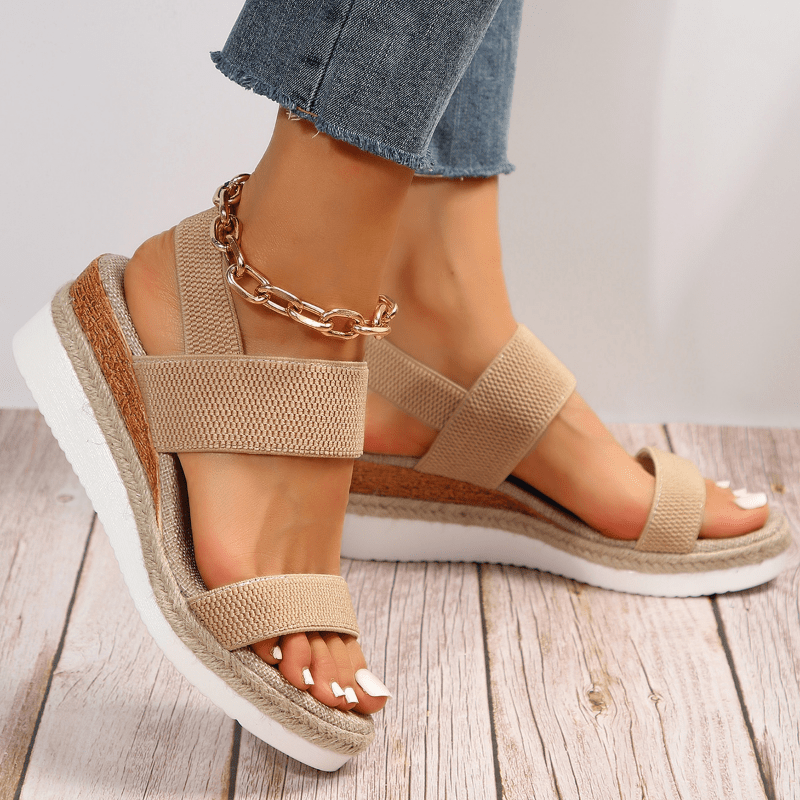 Momount Women Sport Sandals – Wide Elastic Strap Platform Open Toe Walking