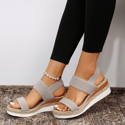 Momount Women Sport Sandals – Wide Elastic Strap Platform Open Toe Walking