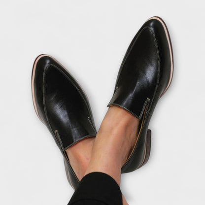 Mocassins à enfiler à bout pointu femme Momount – cuir doux plat minimaliste confort