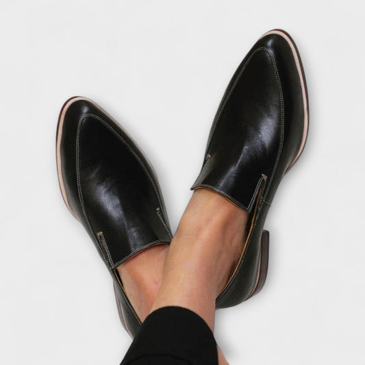 Mocassins à enfiler à bout pointu femme Momount – cuir doux plat minimaliste confort