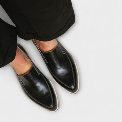 Mocassins à enfiler à bout pointu femme Momount – cuir doux plat minimaliste confort