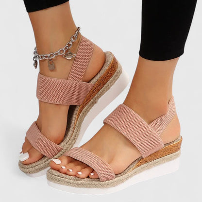 Momount Women Espadrille Wedge Sandals – Elastic Strap Jute Platform Open Toe