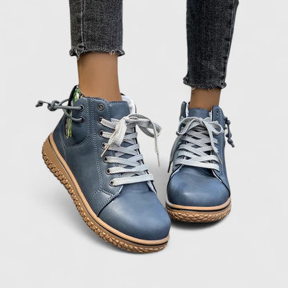 Baskets montantes femme Momount – cuir à lacets côté zip crepe semelle
