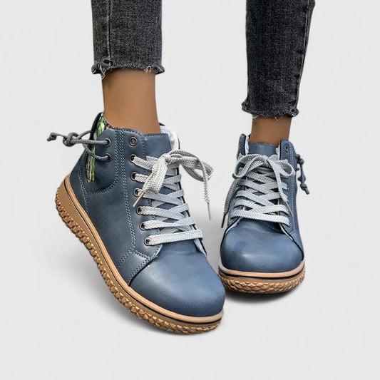 Baskets montantes femme Momount – cuir à lacets côté zip crepe semelle