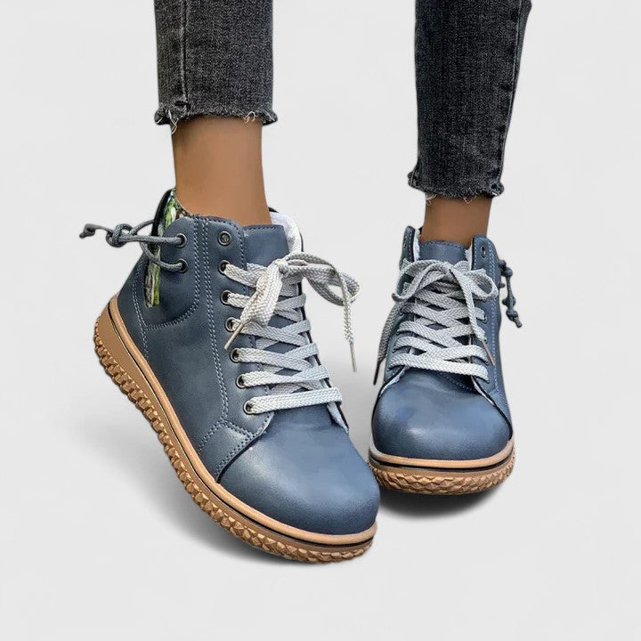 Baskets montantes femme Momount – cuir à lacets côté zip crepe semelle