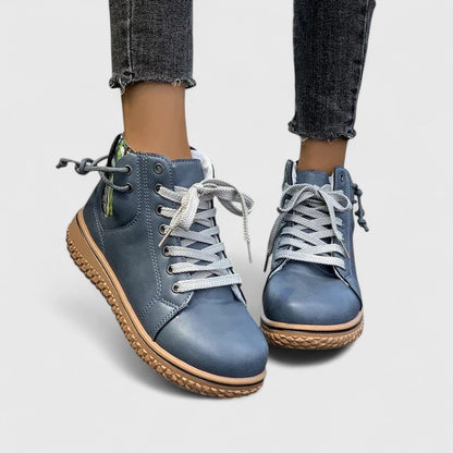 Baskets montantes femme Momount – cuir à lacets côté zip crepe semelle