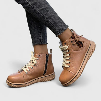 Baskets montantes femme Momount – cuir à lacets côté zip crepe semelle