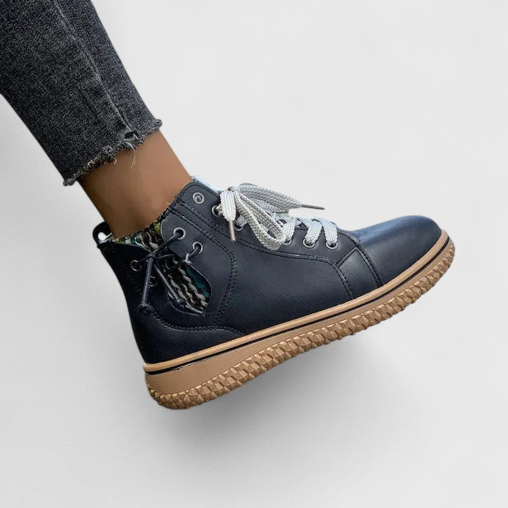 Baskets montantes femme Momount – cuir à lacets côté zip crepe semelle