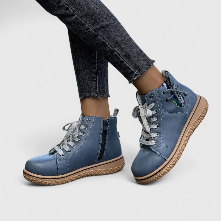 Baskets montantes femme Momount – cuir à lacets côté zip crepe semelle