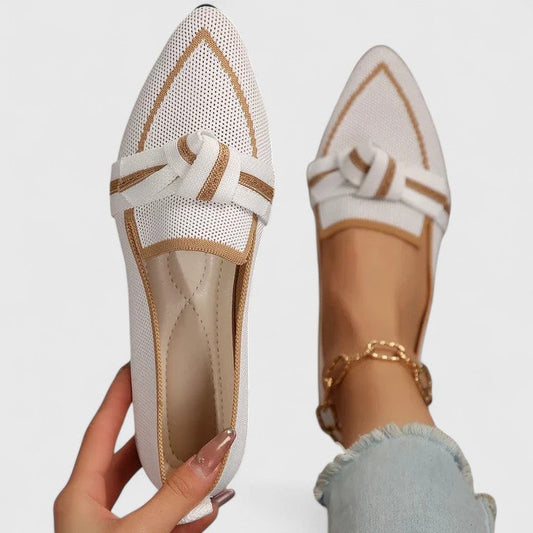 Mules à bout pointu femme Momount – maille maille knot détail plat à enfiler closed bout