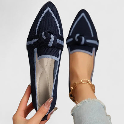 Mules à bout pointu femme Momount – maille maille knot détail plat à enfiler closed bout