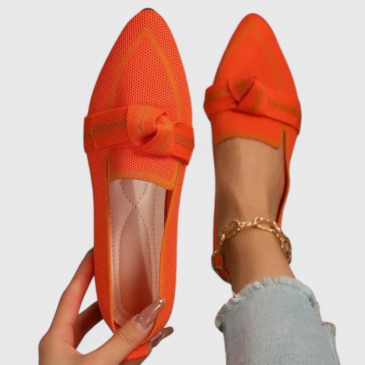 Mules à bout pointu femme Momount – maille maille knot détail plat à enfiler closed bout