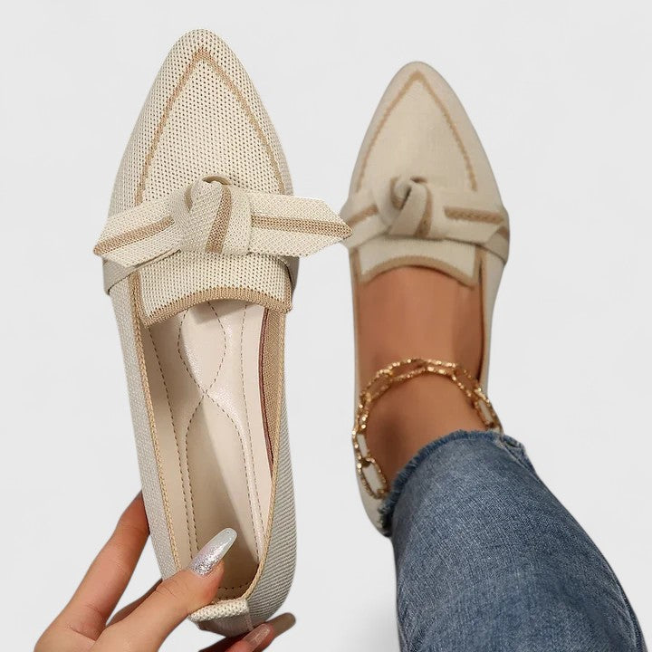 Mules à bout pointu femme Momount – maille maille knot détail plat à enfiler closed bout