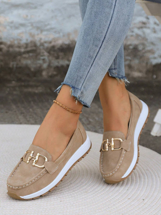 Mocassins en suédine femme Momount – doré horsebit plateforme à enfiler confort