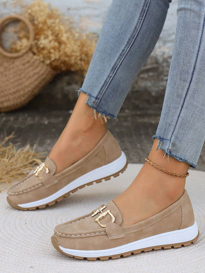 Mocassins en suédine femme Momount – doré horsebit plateforme à enfiler confort