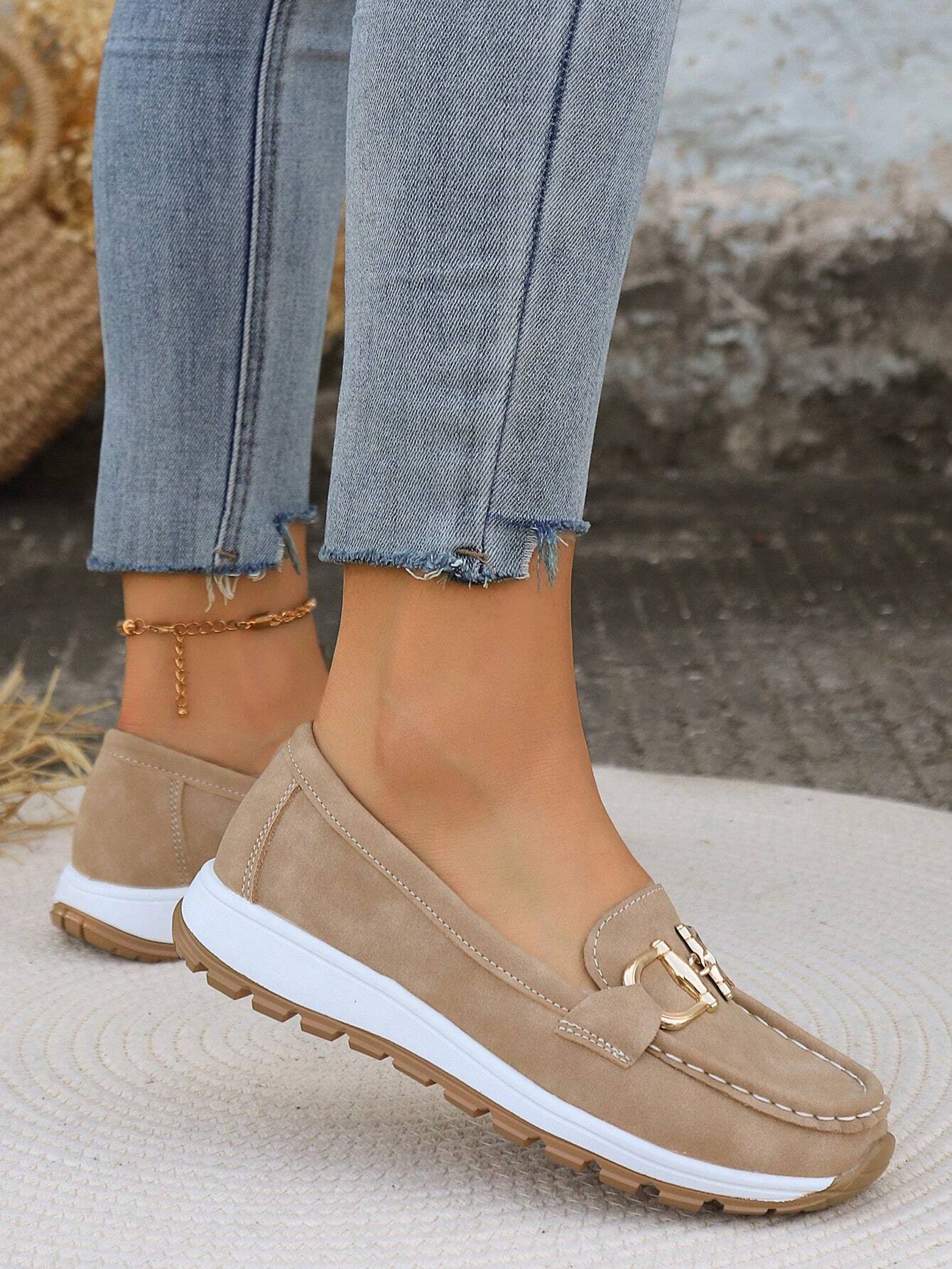 Mocassins en suédine femme Momount – doré horsebit plateforme à enfiler confort