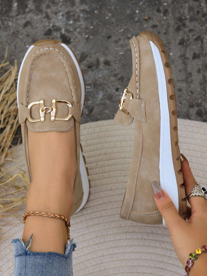 Mocassins en suédine femme Momount – doré horsebit plateforme à enfiler confort